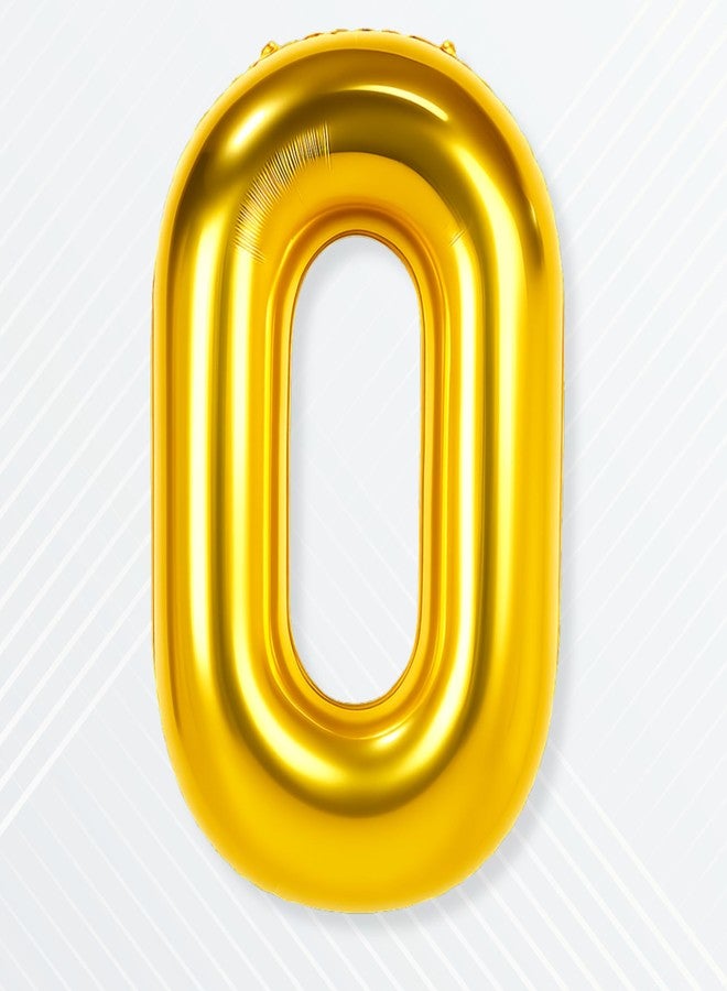 Flyloons 0 number Foil Balloon Golds 16 inch Size For Baby Kids Boys Girls Happy Birthday Decoration Items 1st Year Number Balloons 0 to 9 Set Zero - Image 1